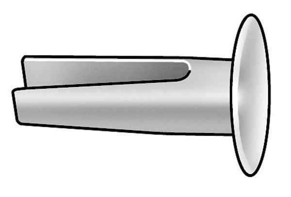 Split Rivet, Truss Head, 9/64 in Dia., 5/16 in L, Steel Body, 100 PK