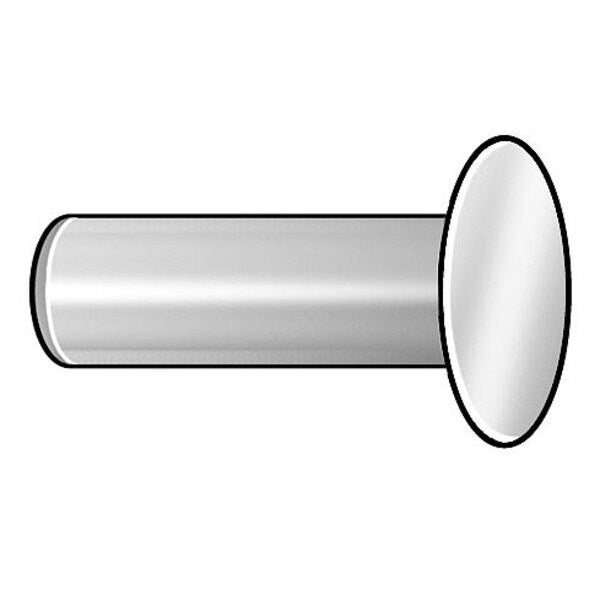 Tubular Rivet, Countersunk Head, 9/64 in Dia., 3/8 in L, Steel Body, 100 PK