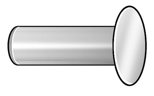 Tubular Rivet, Countersunk Head, 9/64 in Dia., 7/16 in L, Steel Body, 100 PK