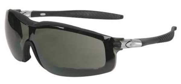 Safety Glasses, Wraparound Gray Polycarbonate Lens, Anti-Fog, Scratch-Resistant