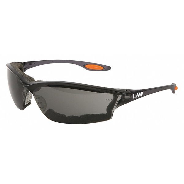 Safety Glasses, Wraparound Gray Polycarbonate Lens, Anti-Fog, Scratch-Resistant