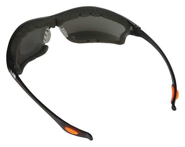 Safety Glasses, Wraparound Gray Polycarbonate Lens, Anti-Fog, Scratch-Resistant