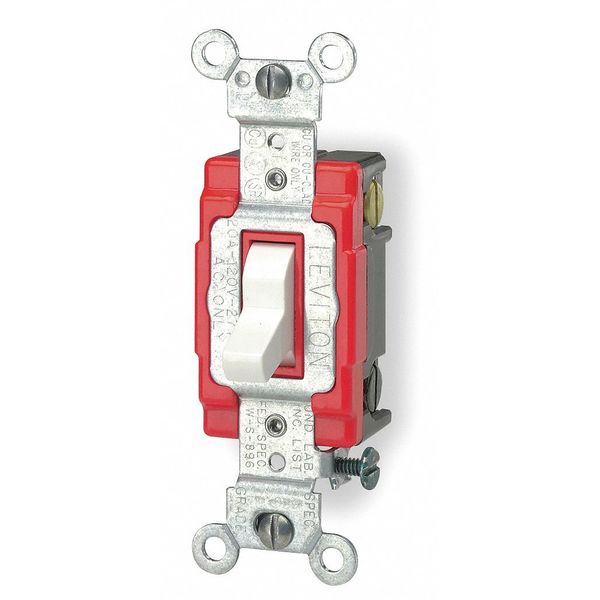 Wall Switch, 3-Way, 120/277V, 20A, Wht, Toggl