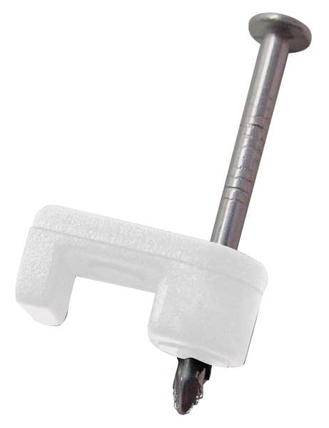 Cable Staples, Plastic, Steel, 100 PK
