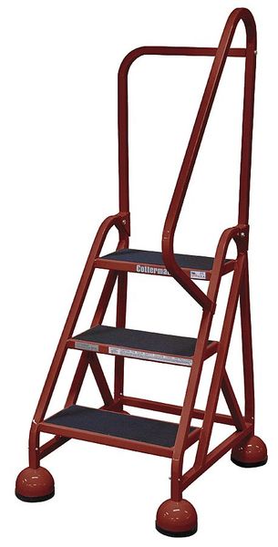 57 in H Steel Rolling Ladder, 3 Steps