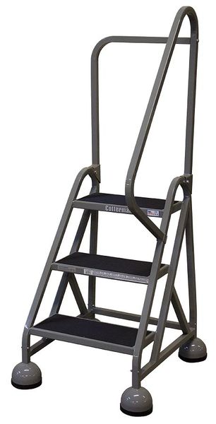 57 in H Steel Rolling Ladder, 3 Steps