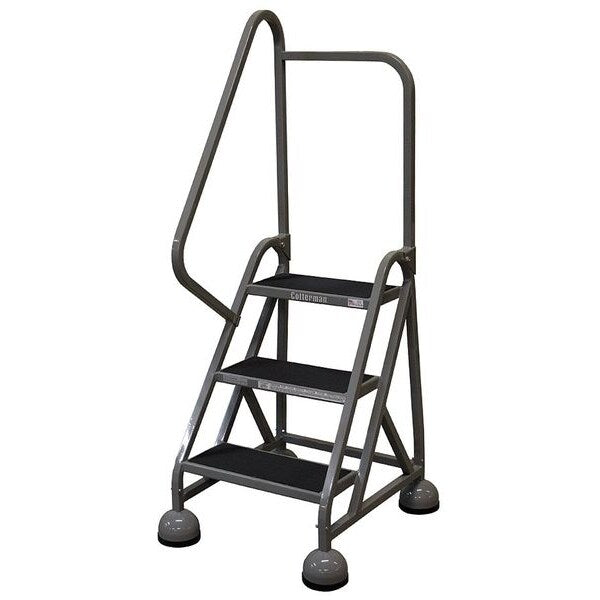 57 in H Steel Rolling Ladder, 3 Steps