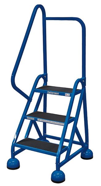 57 in H Steel Rolling Ladder, 3 Steps
