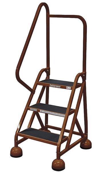 57 in H Steel Rolling Ladder, 3 Steps
