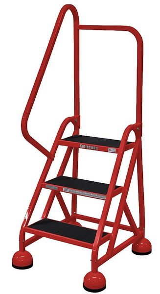 57 in H Steel Rolling Ladder, 3 Steps