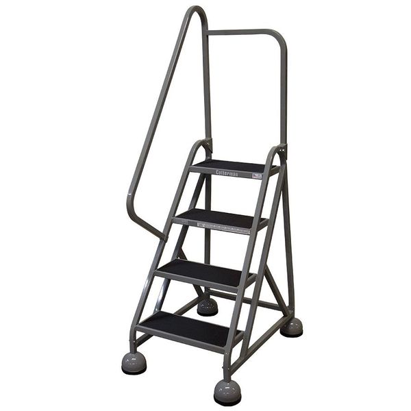 66 in H Steel Rolling Ladder, 4 Steps