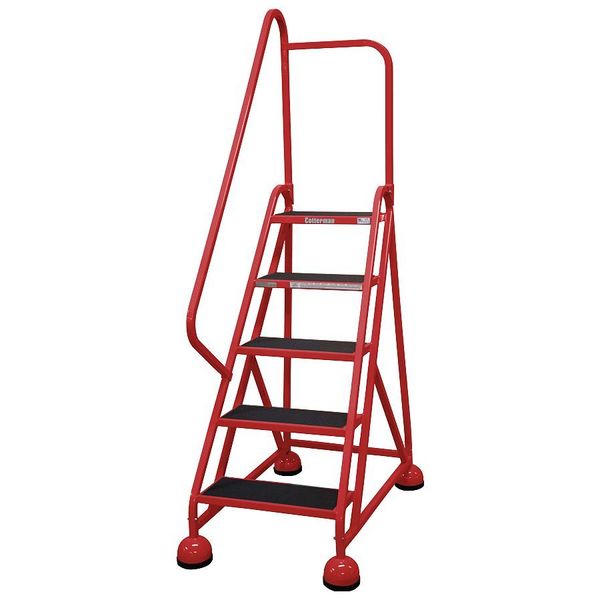 75 in H Steel Rolling Ladder, 5 Steps