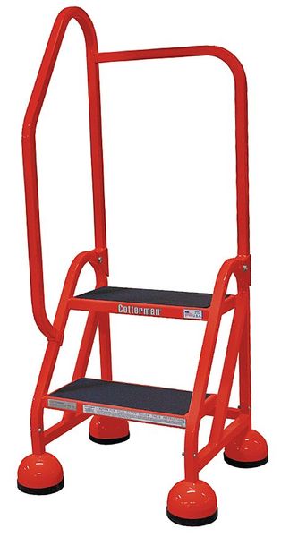 48 in H Steel Rolling Ladder, 2 Steps