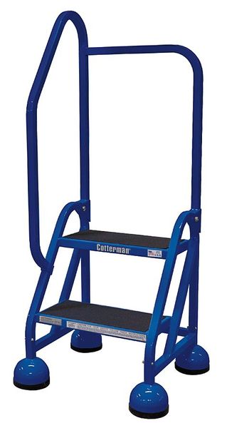 48 in H Steel Rolling Ladder, 2 Steps