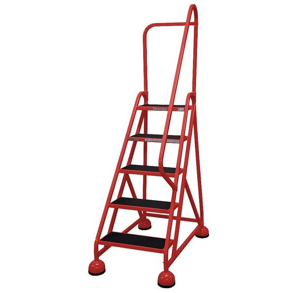 75 in H Steel Rolling Ladder, 5 Steps