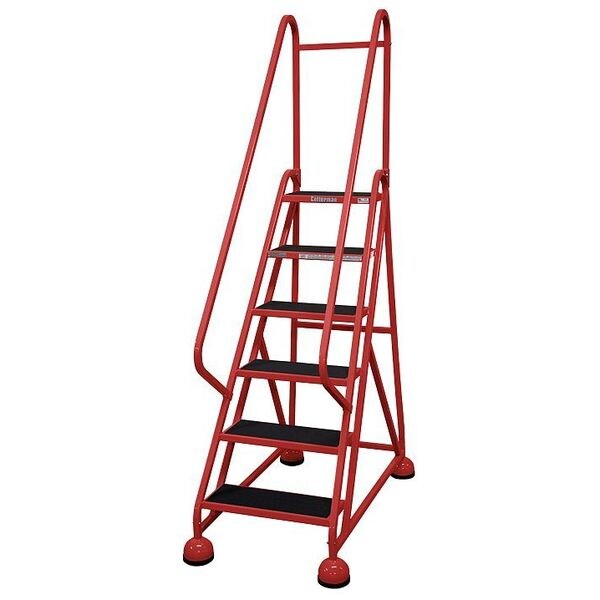 84 in H Steel Rolling Ladder, 6 Steps