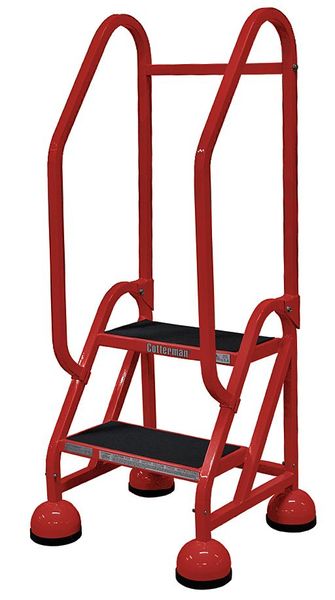 48 in H Steel Rolling Ladder, 2 Steps