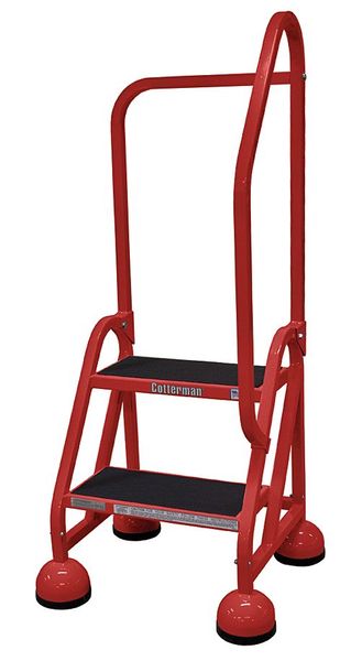 48 in H Steel Rolling Ladder, 2 Steps