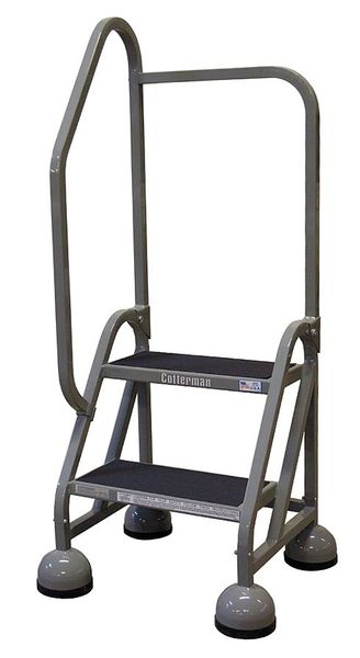 48 in H Steel Rolling Ladder, 2 Steps