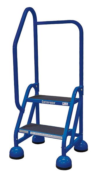 48 in H Steel Rolling Ladder, 2 Steps