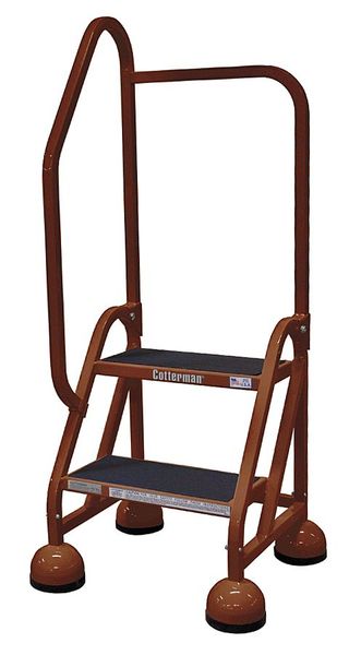 48 in H Steel Rolling Ladder, 2 Steps