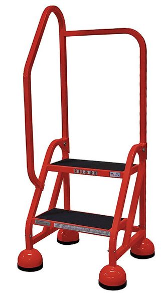 48 in H Steel Rolling Ladder, 2 Steps