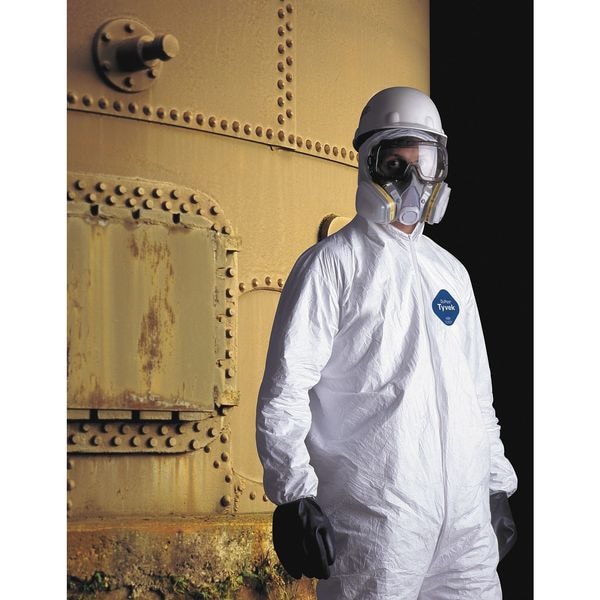 Tyvek 400 Hooded Disposable Coveralls, 3XL, Zipper, Elastic Wrist, Elastic Ankle, White, 25 Pack