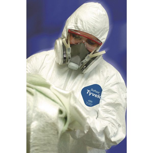 Tyvek 400 Hooded Disposable Coveralls, XL, Zipper, Elastic Wrist, Elastic Ankle, White, 25 Pack