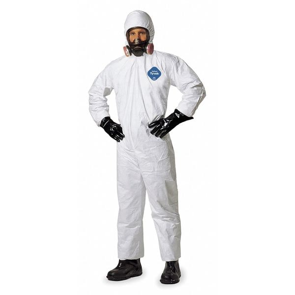 Tyvek 400 Hooded Disposable Coveralls, 3XL, Zipper, Elastic Wrist, Elastic Ankle, White, 25 Pack