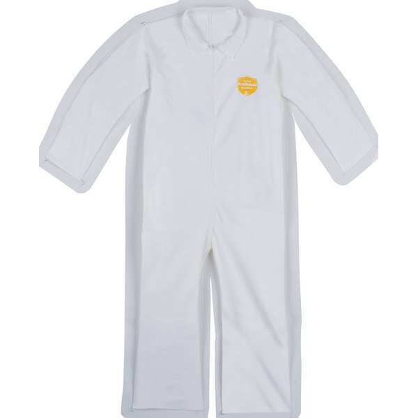 Collared Disposable Coveralls, 4XL, 25 PK, White, Microporous Film Laminate, Zipper