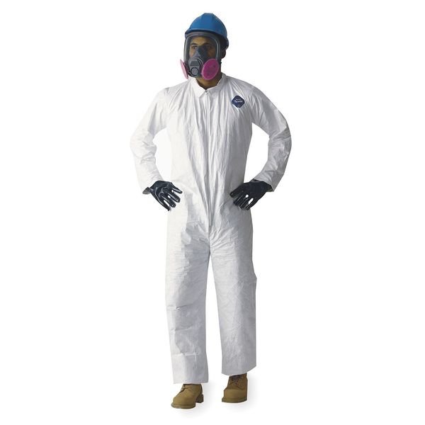 Tyvek 400 Collared Disposable Coveralls, 4XL, Open Wrists and Ankles, Serged Seam, White, 25 Pack
