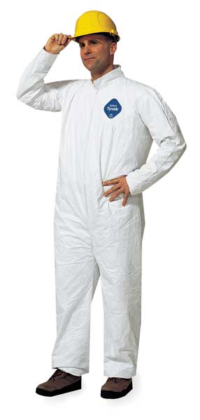 Tyvek 400 Collared Disposable Coveralls, 4XL, Open Wrists and Ankles, Serged Seam, White, 25 Pack