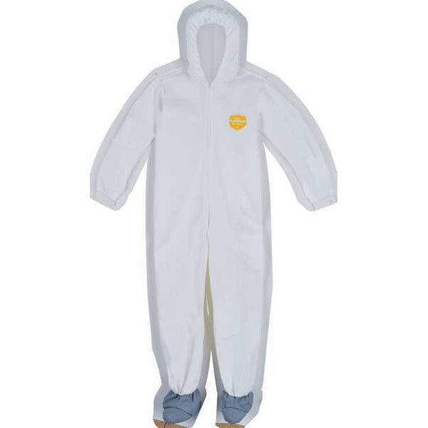 Hooded Disposable Coveralls, 25 PK, White, Microporous Film Laminate, Zipper