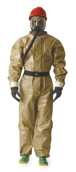 Collared Chemical Resistant Coveralls, Tan, Zipper