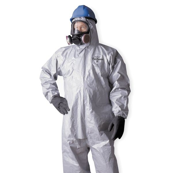 Hooded Chemical Resistant Coveralls, Gray, Zipper