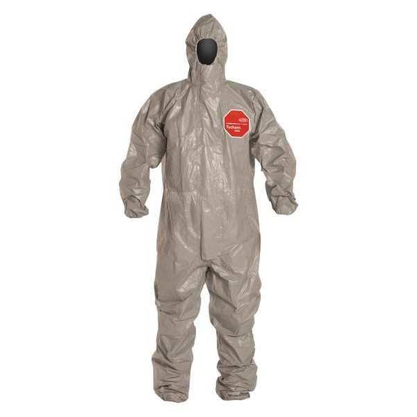 Hooded Chemical Resistant Coveralls, Gray, Zipper