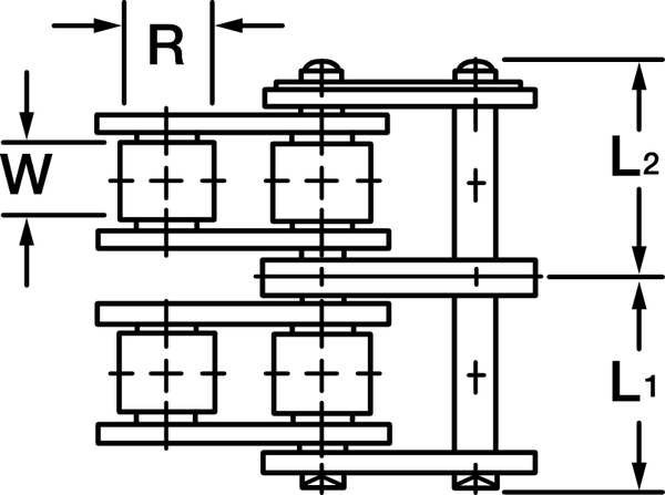 Roller Chain, Riveted, 40-2 ANSI, 10 ft.