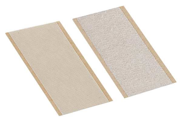 Reclosable Fastener Shapes, Acrylic Adhesive, 3 in, 1 in Wd, White, 100 PK