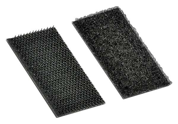 Reclosable Fastener Shapes, Acrylic Adhesive, 3 in, 1 in Wd, Black, 100 PK