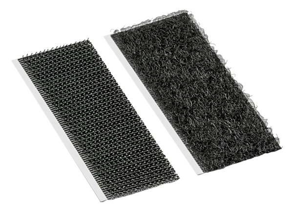 Reclosable Fastener Shape, Square, Acrylic Adhesive, 1 in, 1 in Wd, Black, 100 PK