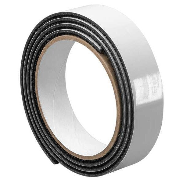 Reclosable Fastener, Rubber Adhesive, 30 ft, 1 in Wd, Black