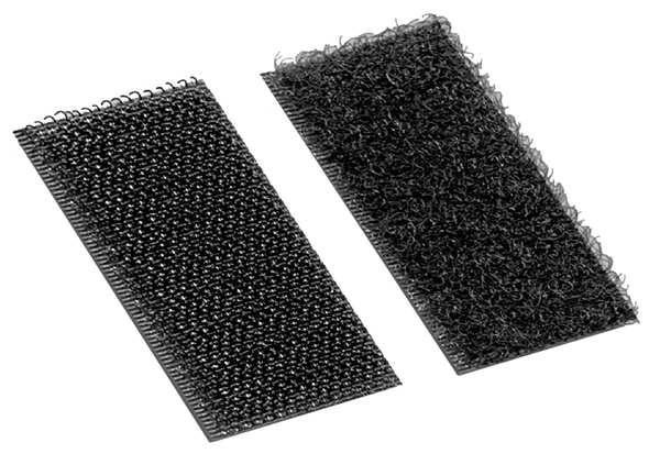Reclosable Fastener Shapes, Acrylic Adhesive, 2 in, 1 in Wd, Black, 100 PK