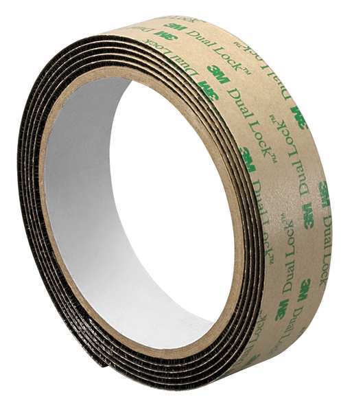 Reclosable Fastener, Acrylic Adhesive, 30 ft, 1 in Wd, Black
