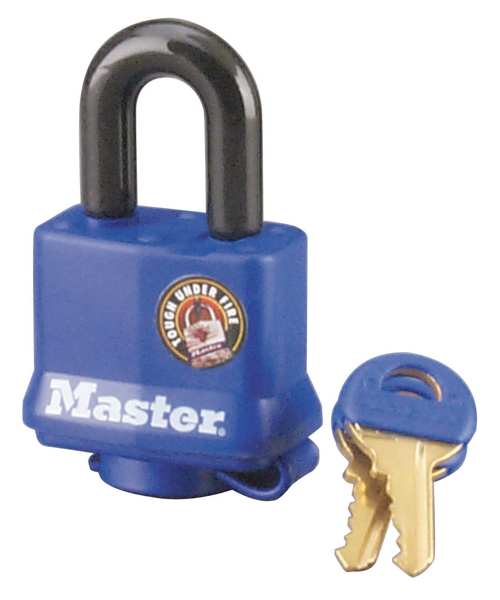 Padlock, Keyed Alike, Standard Shackle, Rectangular Steel Body, Steel Shackle, 1/2 in W