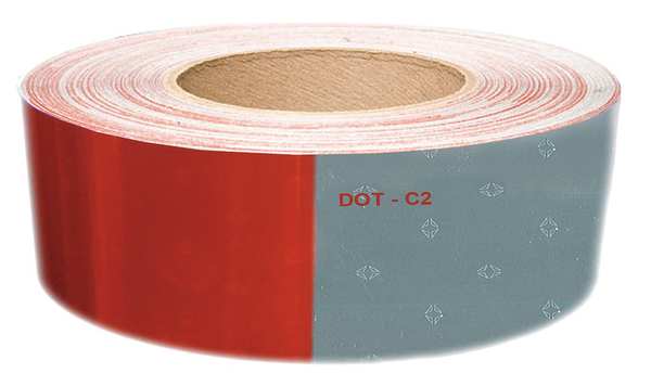 Reflective Tape, W 2 In, Red/White