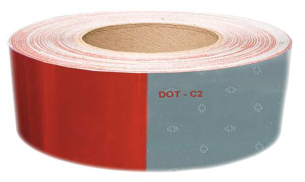 Reflective Tape, W 2 In, White/Red