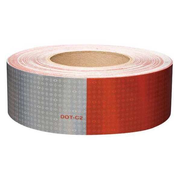 Reflective Tape, W 2 In, Red/White