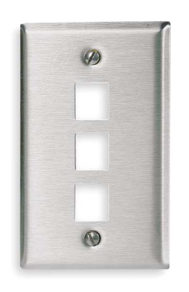 Hubbell SSF13 - Stainless Steel Plate, 1-Gang, 3-port - 3 x Total Number of Socket(s) - 1-gang - Brushed Stainless Steel