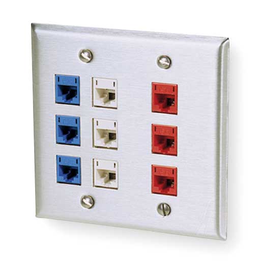 Wall Plate, 6 Port