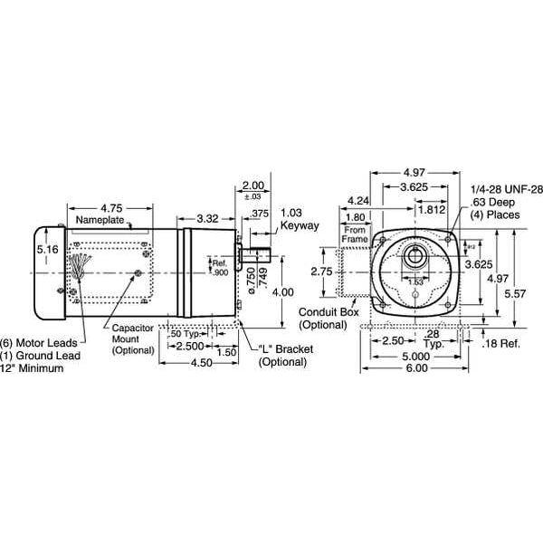 AC Gearmotor, 218.0 in-lb Max. Torque, 85 RPM Nameplate RPM, 230/460V AC Voltage, 3 Phase
